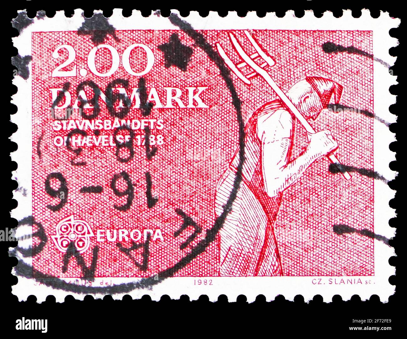 MOSCOU, RUSSIE - 22 DÉCEMBRE 2020: Timbre-poste imprimé au Danemark montre les événements historiques, série Europa (C.E.P.T.), vers 1982 Banque D'Images