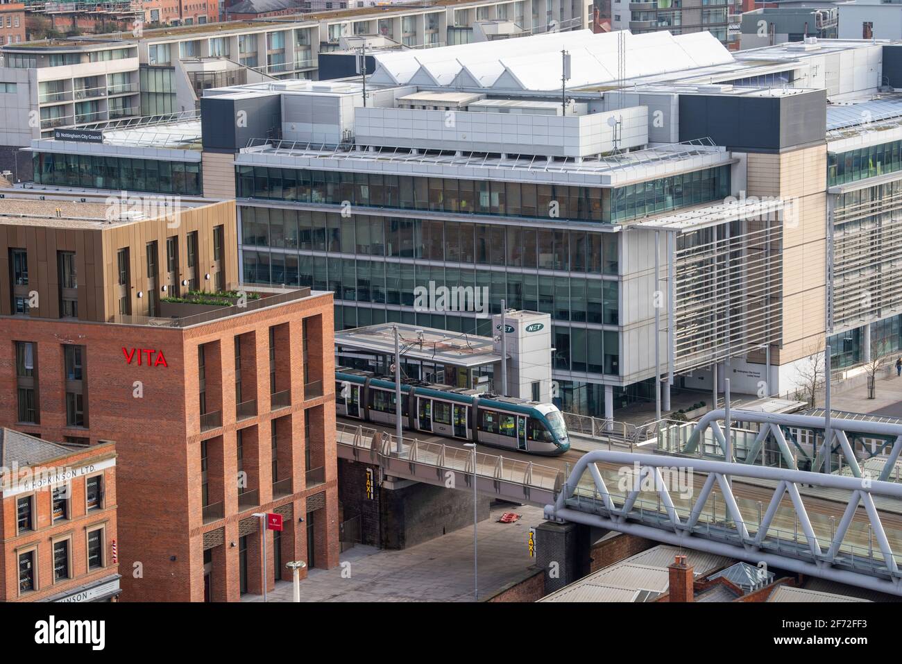 Station Street dans la ville de Nottingham, vue depuis le toit du développement de Unity Square. Notinghamshire Angleterre Royaume-Uni Banque D'Images