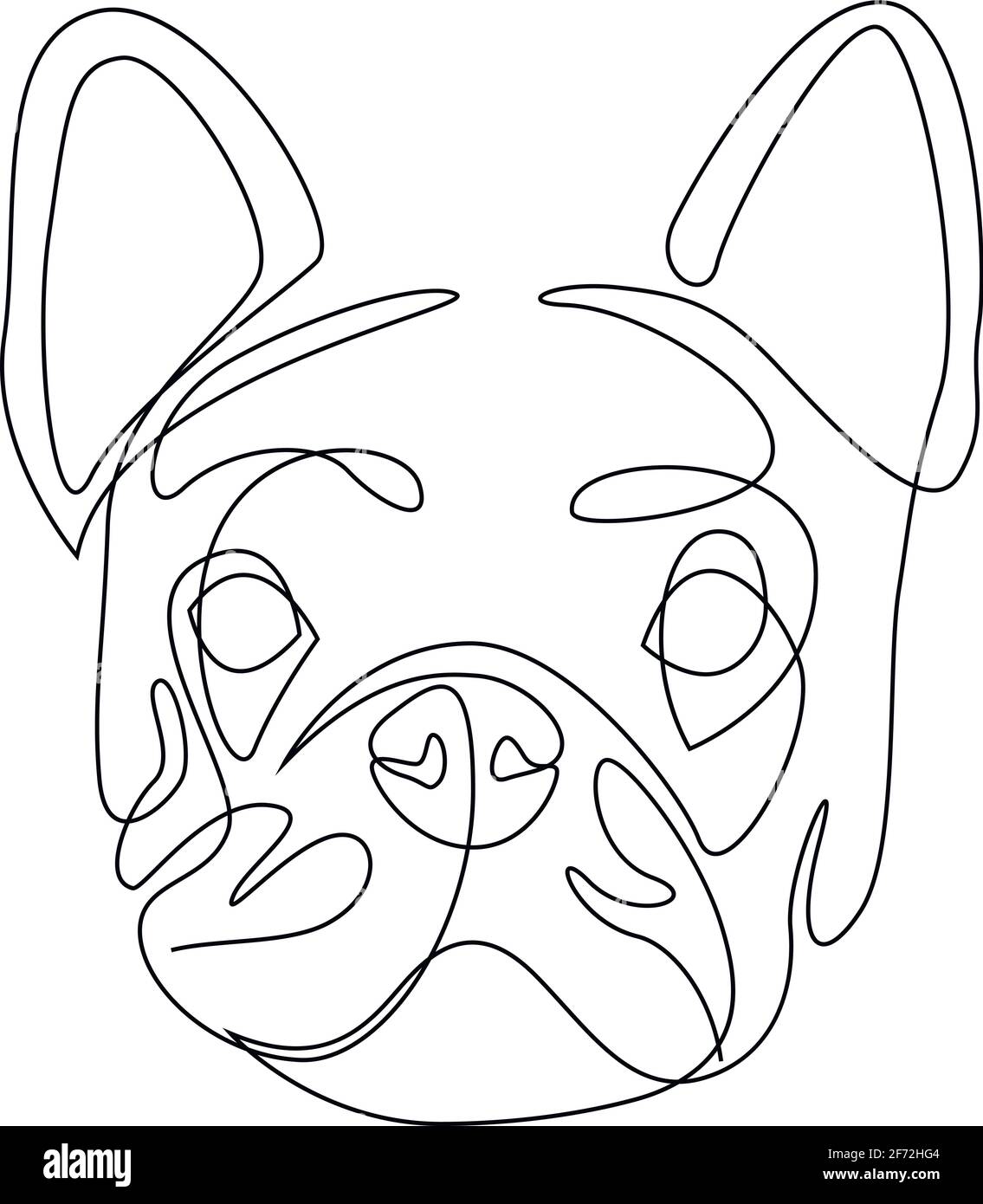 Bulldog français une illustration vectorielle continue à une seule ligne dessinée. Tête de chien en forme de ligne unique Illustration de Vecteur
