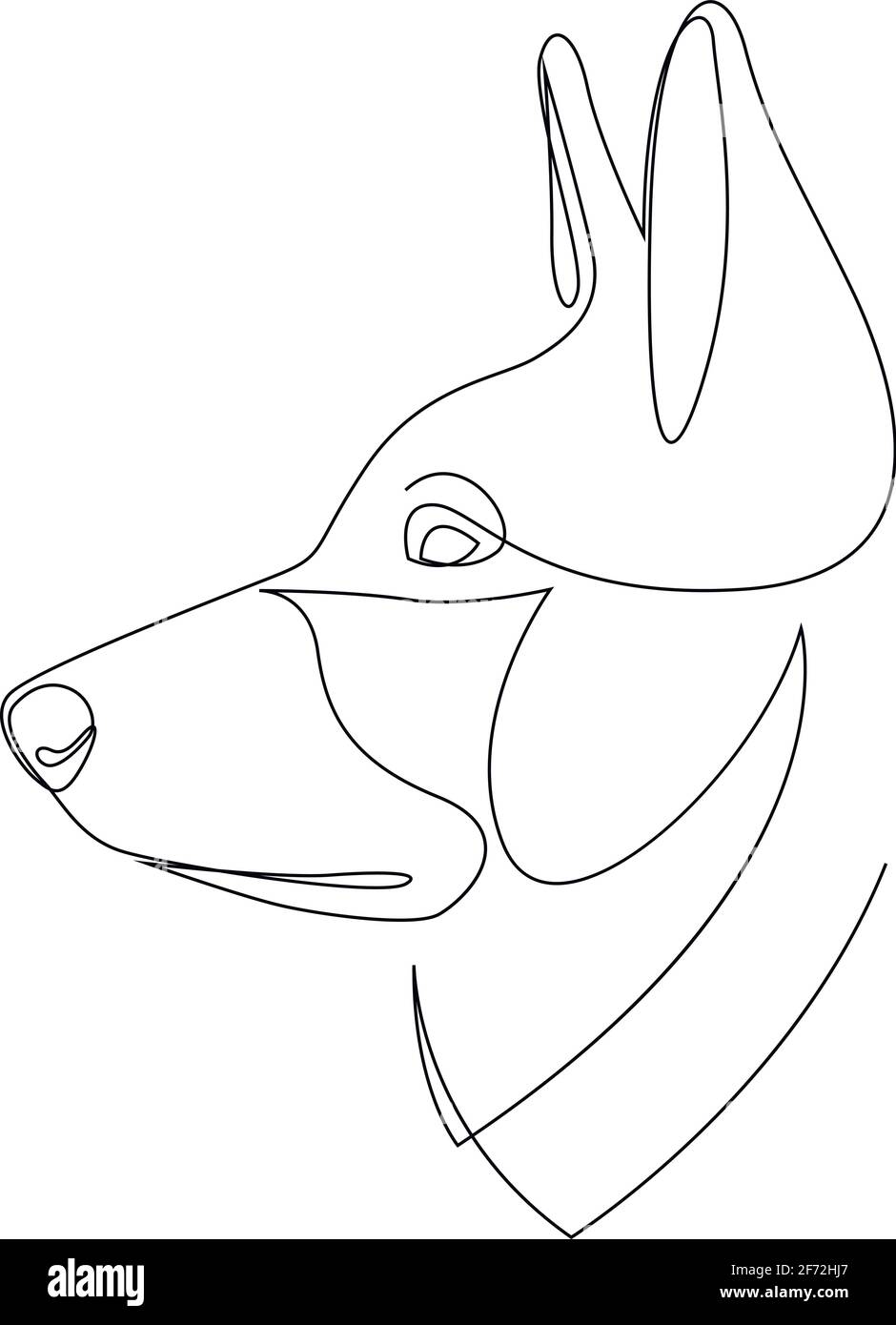 Portrait de chien en style dessin au trait continu. Tête de berger allemande esquisse linéaire noire isolée sur fond blanc. Illustration vectorielle Illustration de Vecteur