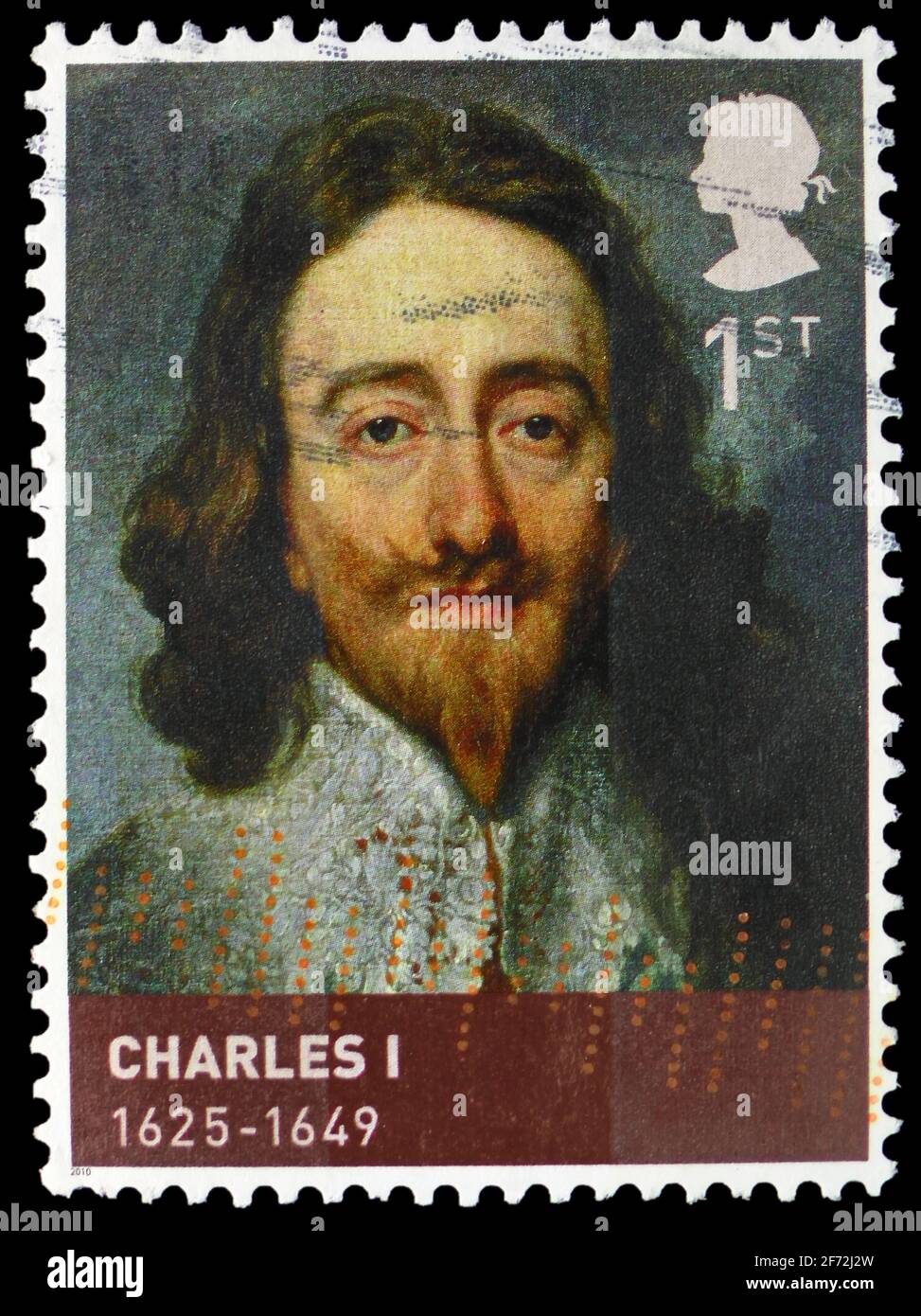 MOSCOU, RUSSIE - 22 DÉCEMBRE 2020 : le timbre-poste imprimé au Royaume-Uni montre le roi Charles I, les rois et les reines, la série de la Maison de Stuart, vers 2 Banque D'Images