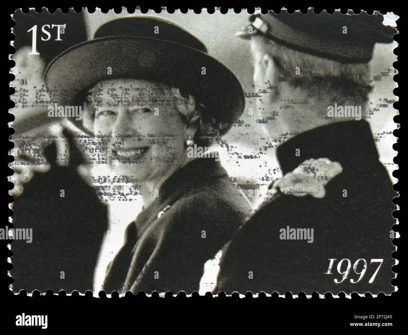 MOSCOU, RUSSIE - 22 DÉCEMBRE 2020 : timbre-poste imprimé au Royaume-Uni montre l'inspection de la troupe du roi Artillerie royale, série de mariage de diamants Banque D'Images