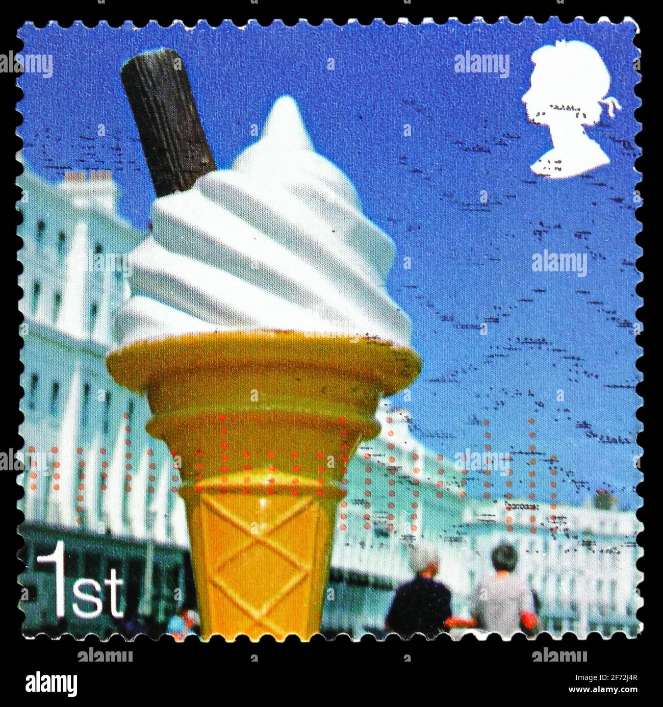 MOSCOU, RUSSIE - 22 DÉCEMBRE 2020: Timbre-poste imprimé au Royaume-Uni montre le cône de glace, à côté de la série de la Mer, vers 2007 Banque D'Images