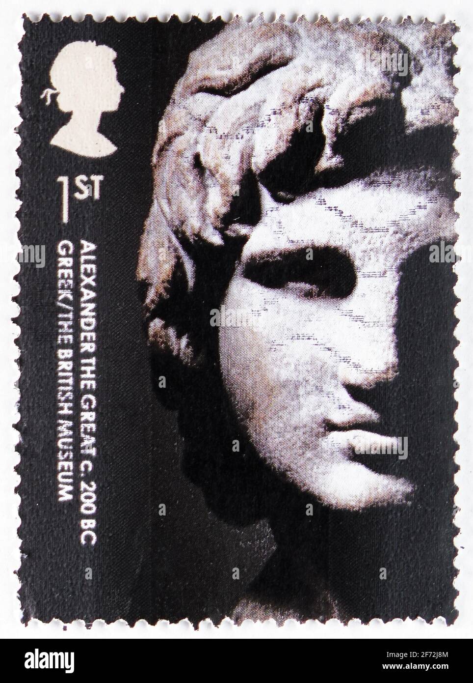 MOSCOU, RUSSIE - 22 DÉCEMBRE 2020 : le timbre-poste imprimé au Royaume-Uni montre Alexandre le Grand, grec, c. 200 Banque D'Images
