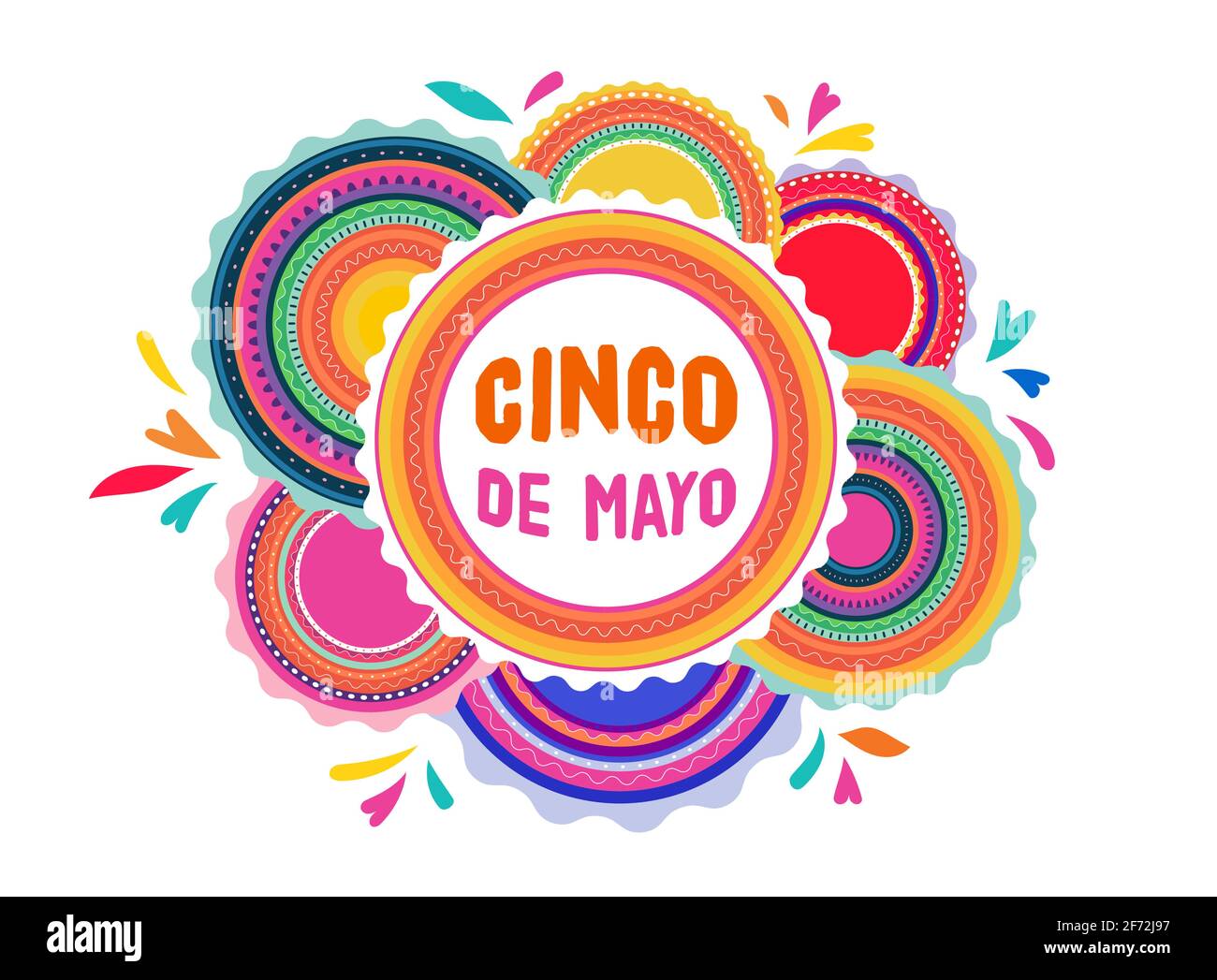 Le Cinco de Mayo - 5 mai, les vacances au Mexique. La conception d'affiches et bannières fiesta avec drapeaux, fleurs, décorations Illustration de Vecteur