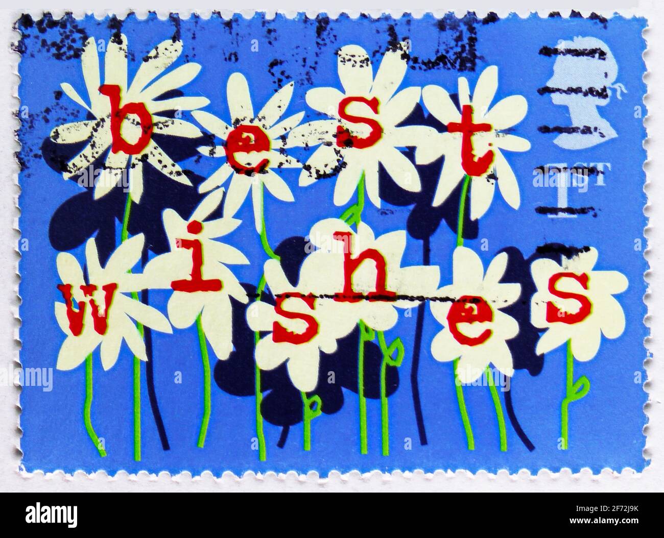 MOSCOU, RUSSIE - 22 DÉCEMBRE 2020: Timbre-poste imprimé au Royaume-Uni montre des fleurs (meilleurs voeux), timbres de voeux 2002 - série occasions, circ Banque D'Images