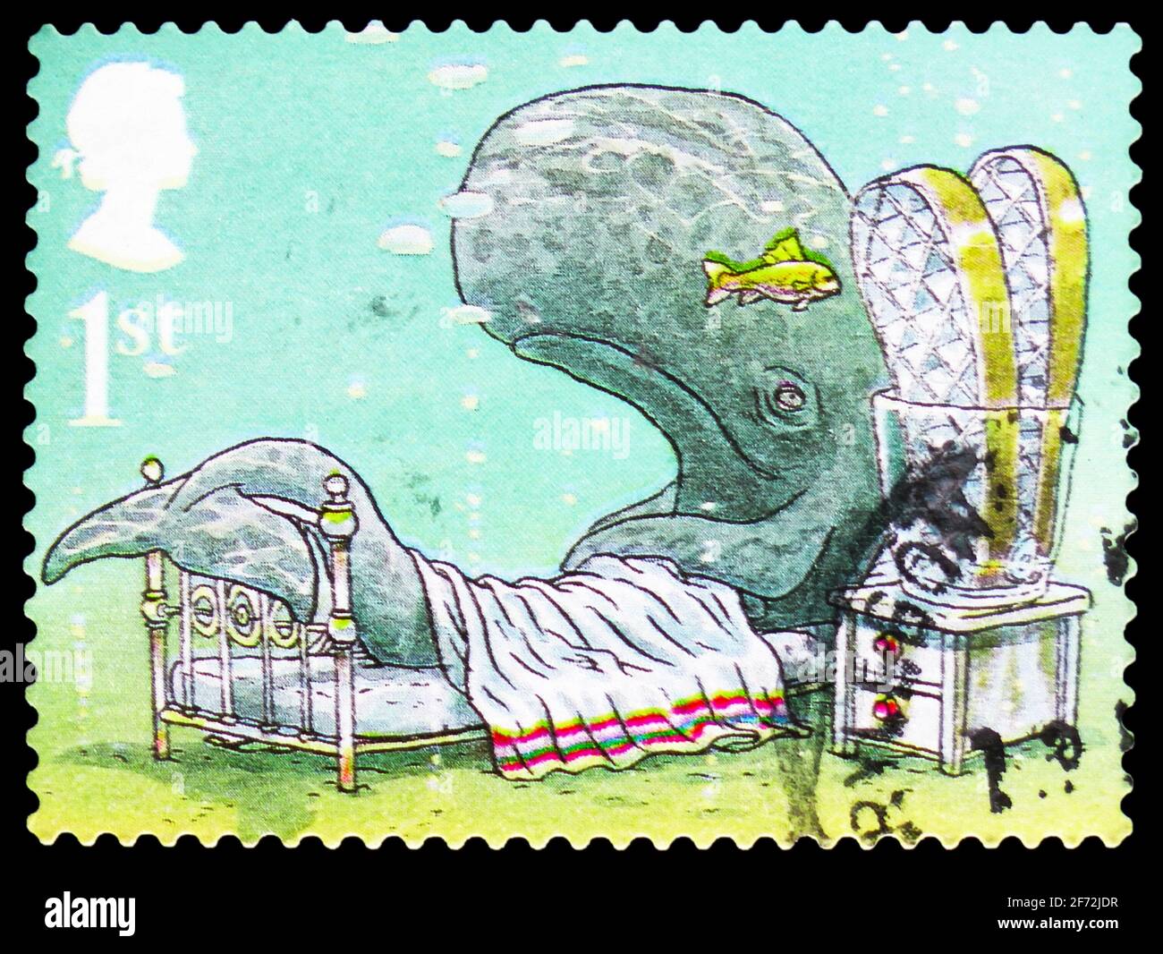 MOSCOU, RUSSIE - 22 DÉCEMBRE 2020: Timbre-poste imprimé au Royaume-Uni montre "Comment la baleine a eu sa gorge", auteurs - Rudyard Kipling série, cir Banque D'Images