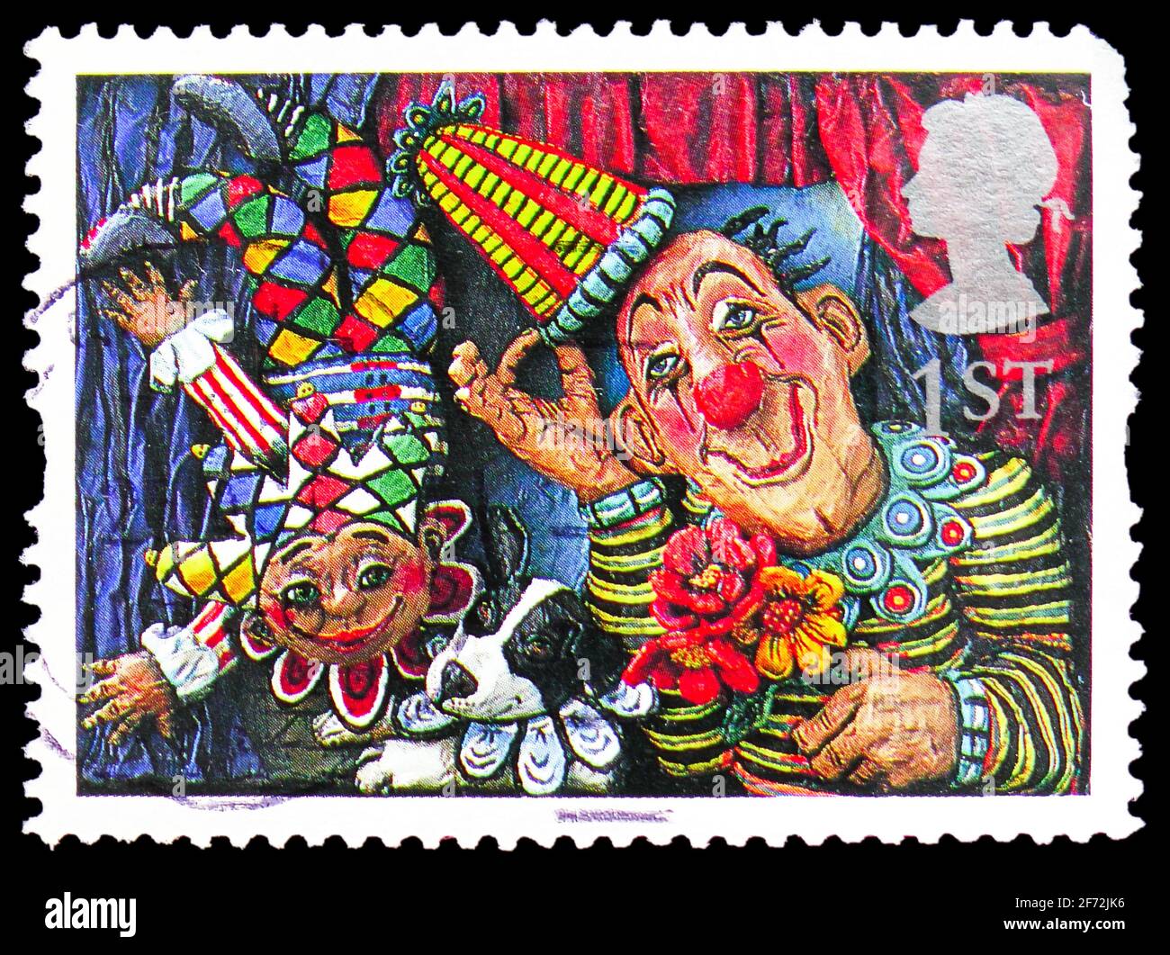 MOSCOU, RUSSIE - 22 DÉCEMBRE 2020: Timbre-poste imprimé au Royaume-Uni montre 'Circus Clowns' (Emily Firmin et Justin Mitchell), timbres de voeux Banque D'Images