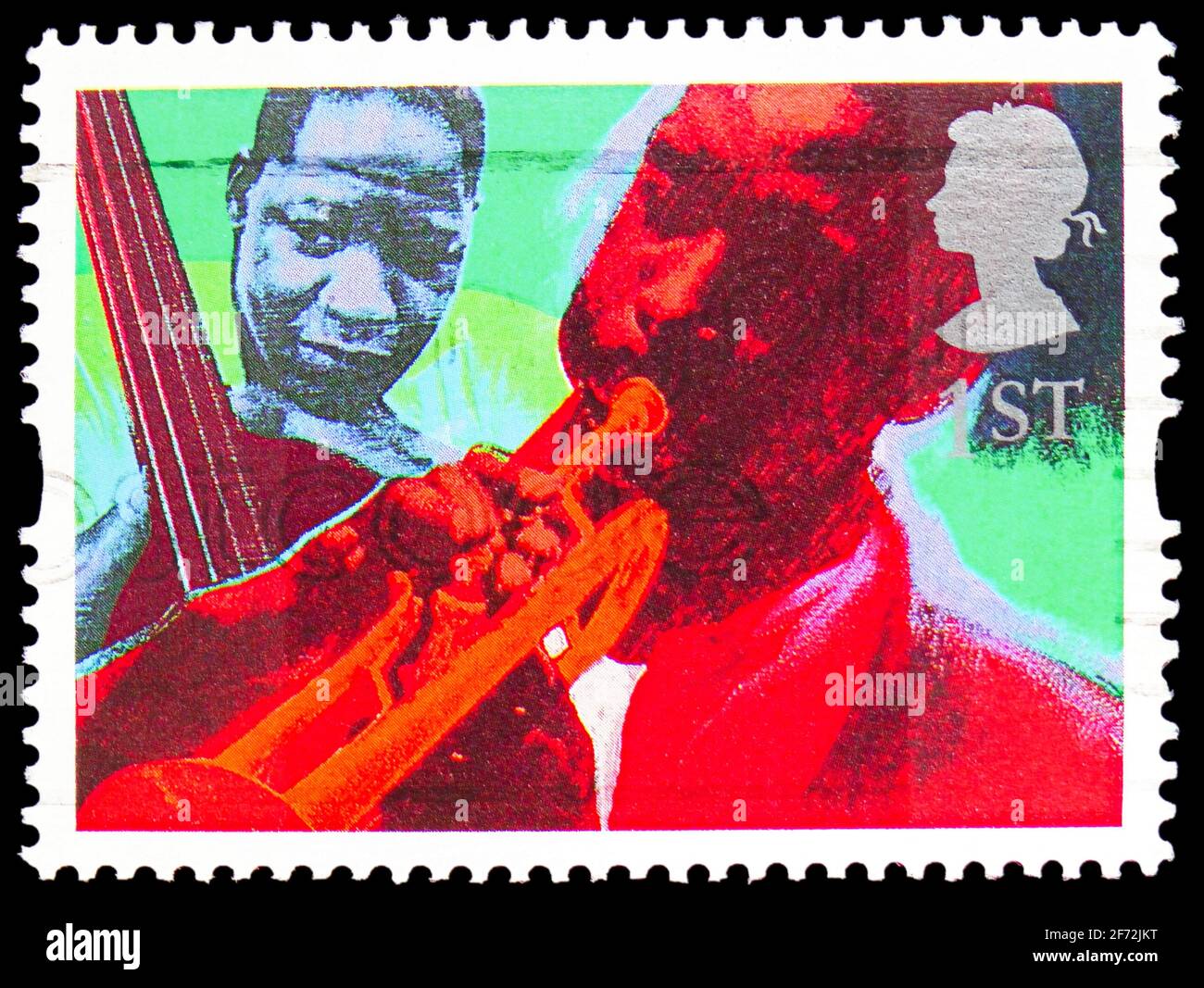 MOSCOU, RUSSIE - 22 DÉCEMBRE 2020: Timbre-poste imprimé au Royaume-Uni montre 'Jazz' (Andrew Mockett), Greetings Timbres 1995 - Art série, vers 19 Banque D'Images