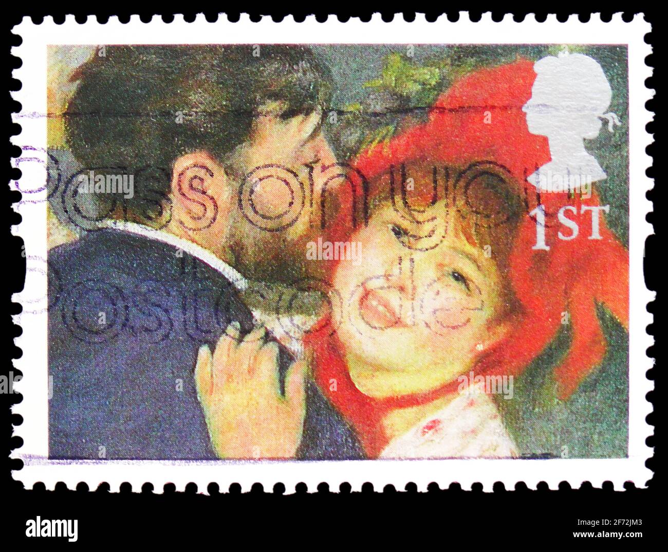 MOSCOU, RUSSIE - 22 DÉCEMBRE 2020: Timbre-poste imprimé au Royaume-Uni montre 'la danse à la campagne' (Renoir), timbres de voeux 1995 - série d'art Banque D'Images