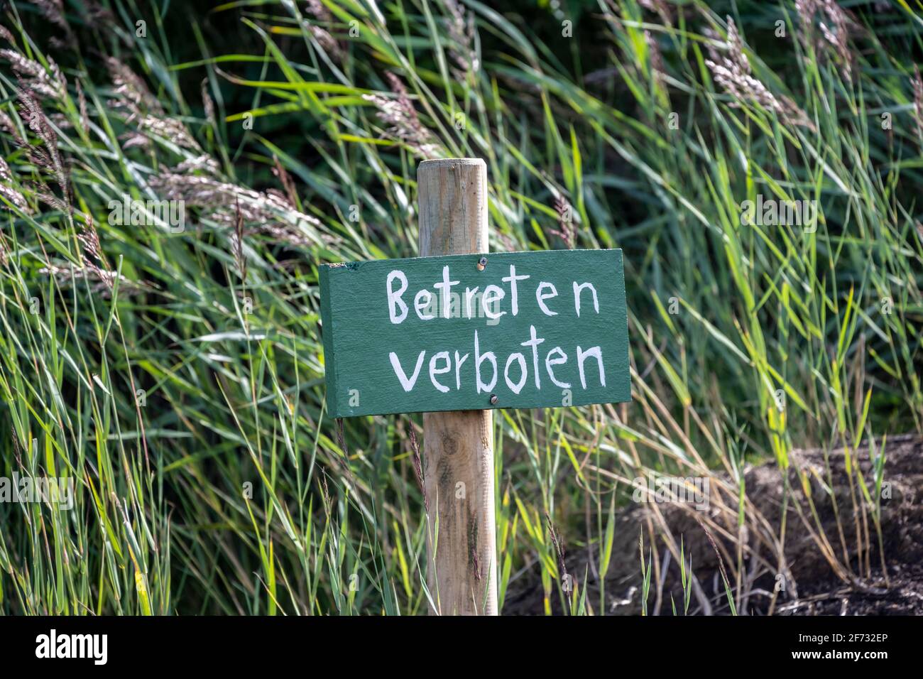 Interdiction d'intrusion, signe d'interdiction, zone protégée, Sylt, Frise du Nord, Schleswig-Holstein, Allemagne Banque D'Images