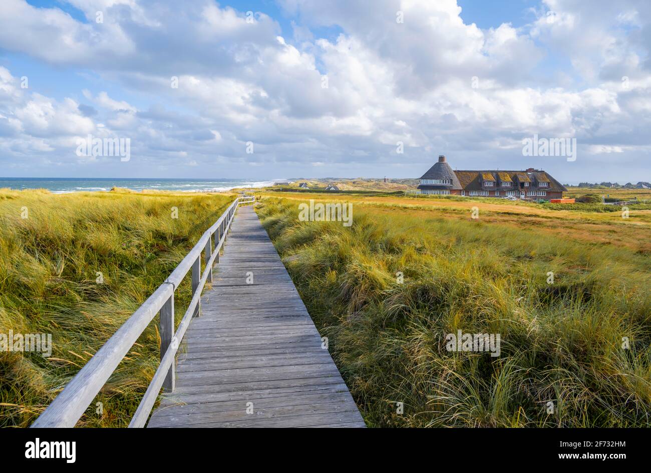 Promenade, dunes et plage, Restaurant Landhaus Severin, Morsum, Sylt, Ile de la Frise du Nord, Mer du Nord, Frise du Nord, Schleswig-Holstein, Allemagne Banque D'Images