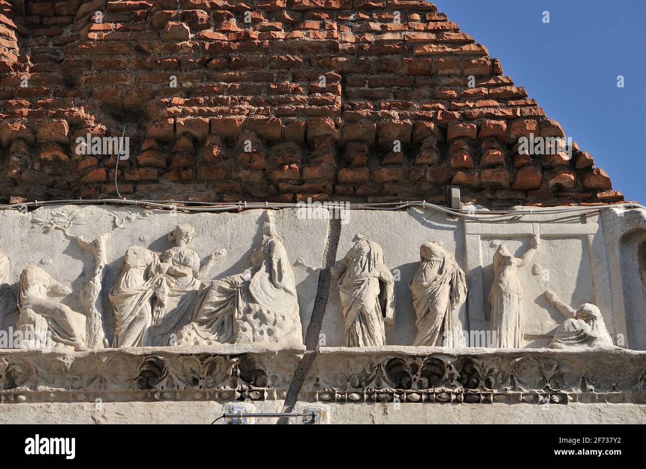 Italie, Rome, Forum de Nerva, temple de Minerve, bas relief Banque D'Images