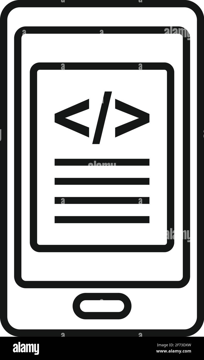Test de l'icône du logiciel du smartphone, style de contour Illustration de Vecteur