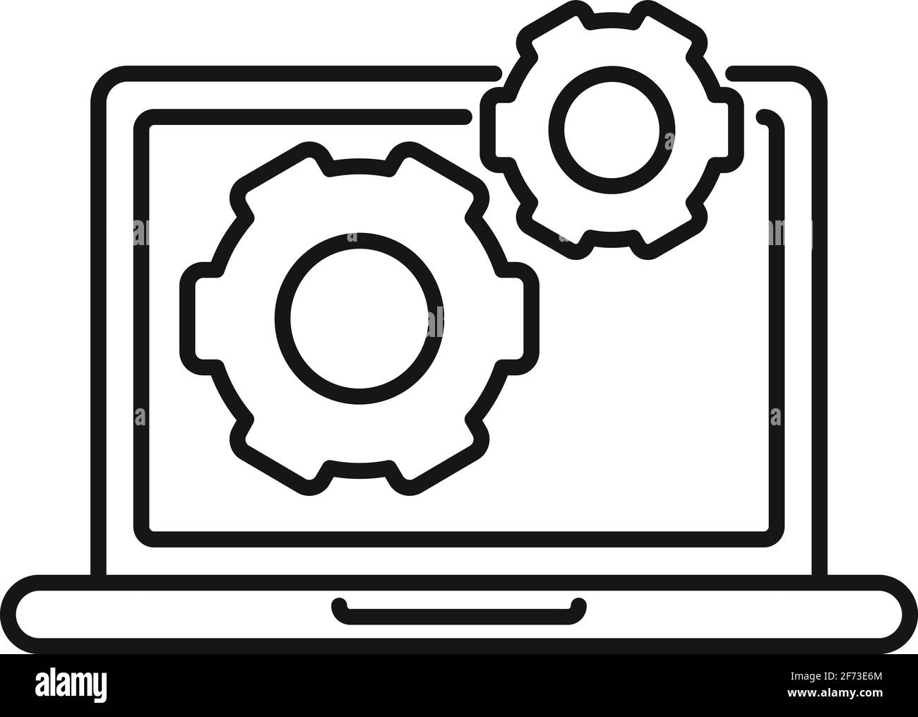 Test de l'icône du logiciel de l'ordinateur portable, style de contour Illustration de Vecteur