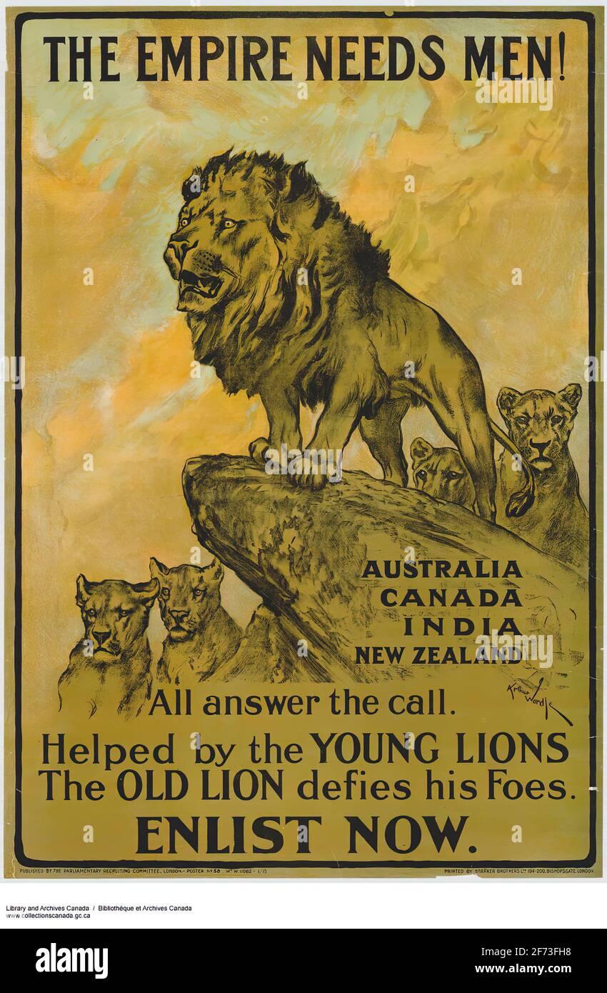 Affiche de recrutement vintage de la première Guerre mondiale de l'Empire britannique Banque D'Images