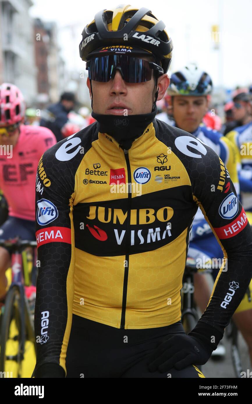 Wout Van Aert de Jumbo - Visma pendant l'UCI ronde van Vlaanderen - Tour des Flandres 2021, course cycliste, Anvers - Oudenaarde le 4 avril 2021 à Oudenaarde, Belgique - photo Laurent Lairys / DPPI / LiveMedia Banque D'Images