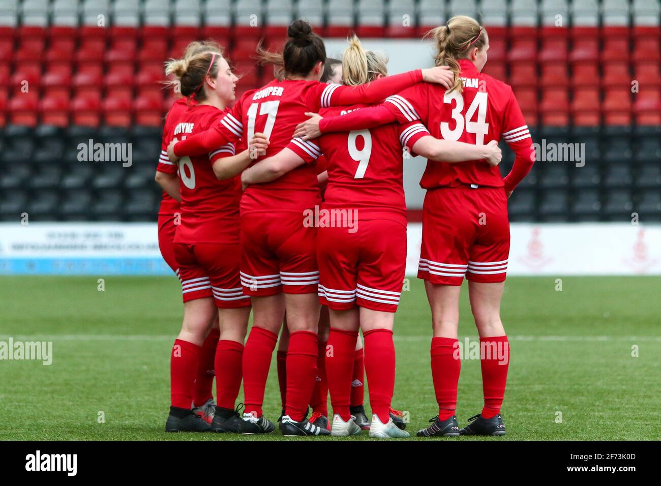 Airdrie, Lanarkshire, Écosse, Royaume-Uni. 4 avril 2021. Action du 1er match après le verrouillage de la Scottish Building Society Scottish Women's Premier League 1 Fixture Motherwell FC vs Forfar Farmington au Penny Cars Stadium, Airdrie, Lanarkshire, 04/04/2021 | Credit Colin Poultney/Alay Live News Banque D'Images