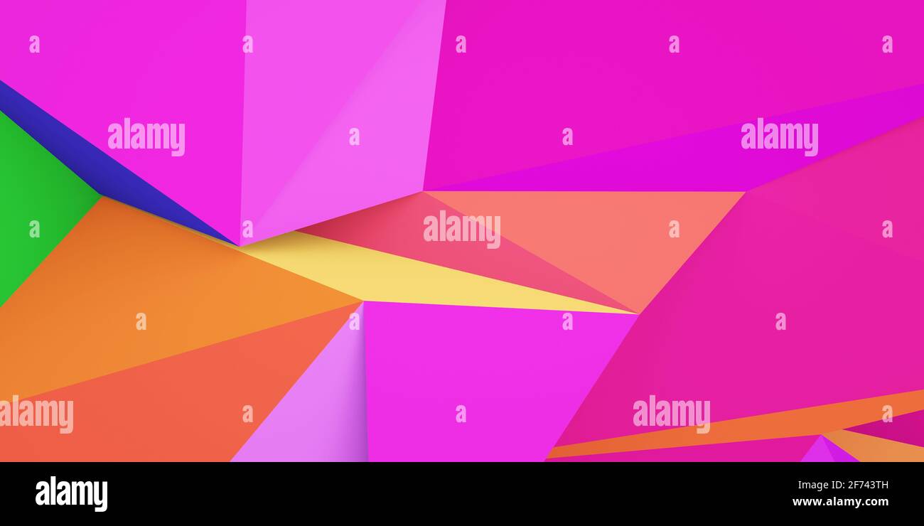 Motif d'arrière-plan triangulaire coloré abstrait, structure poly basse lumineuse, illustration de rendu 3d Banque D'Images