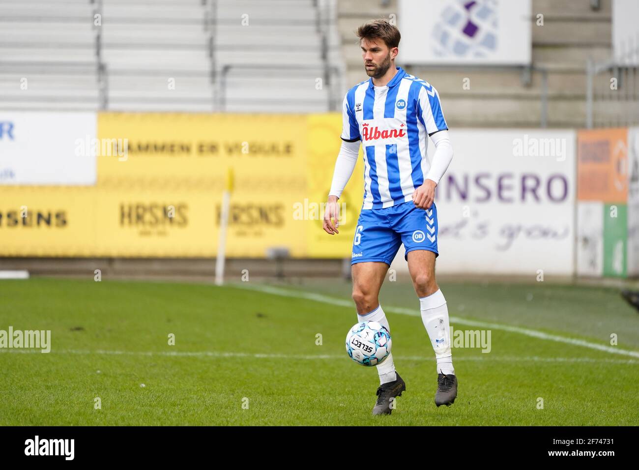 Horsens, Danemark. 04e avril 2021. Jorgen Skjelvik (16) d'OB vu pendant le 3F Superliga match entre AC Horsens et Odense Boldklub à Casa Arena à Horsens. (Crédit photo : Gonzales photo/Alamy Live News Banque D'Images