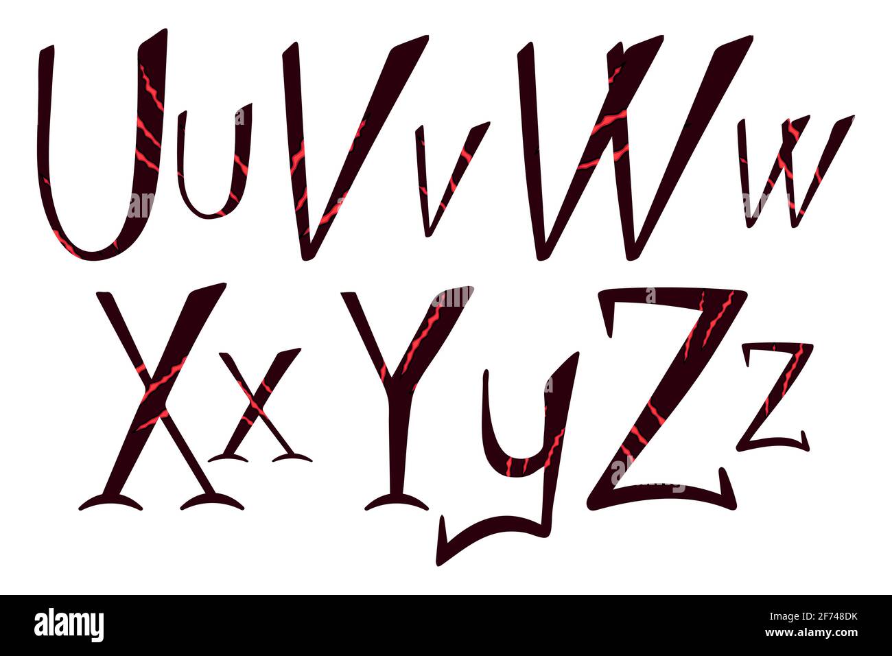 Alphabet de scratch Beast - u v W x y z lettres Illustration de Vecteur