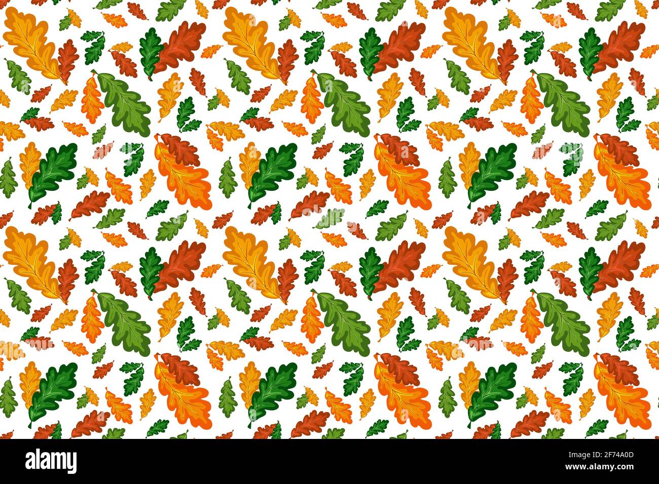 Motif vectoriel de feuilles de chêne coloré sans couture dans la palette d'automne. Dessin à la main automne fond floral. Illustration de Vecteur