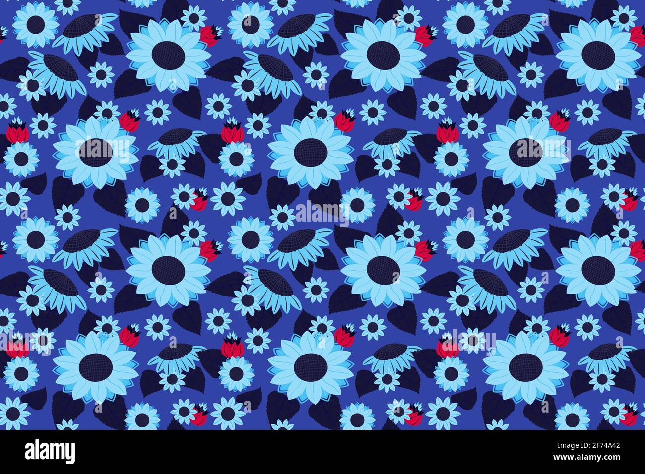 Motif tournesol bleu foncé sans coutures Illustration de Vecteur