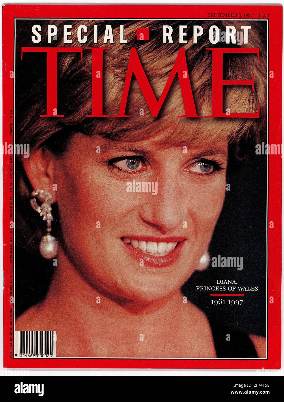 Couverture du magazine Time du 8 septembre 1997, en hommage à Diana, princesse de Galles Banque D'Images