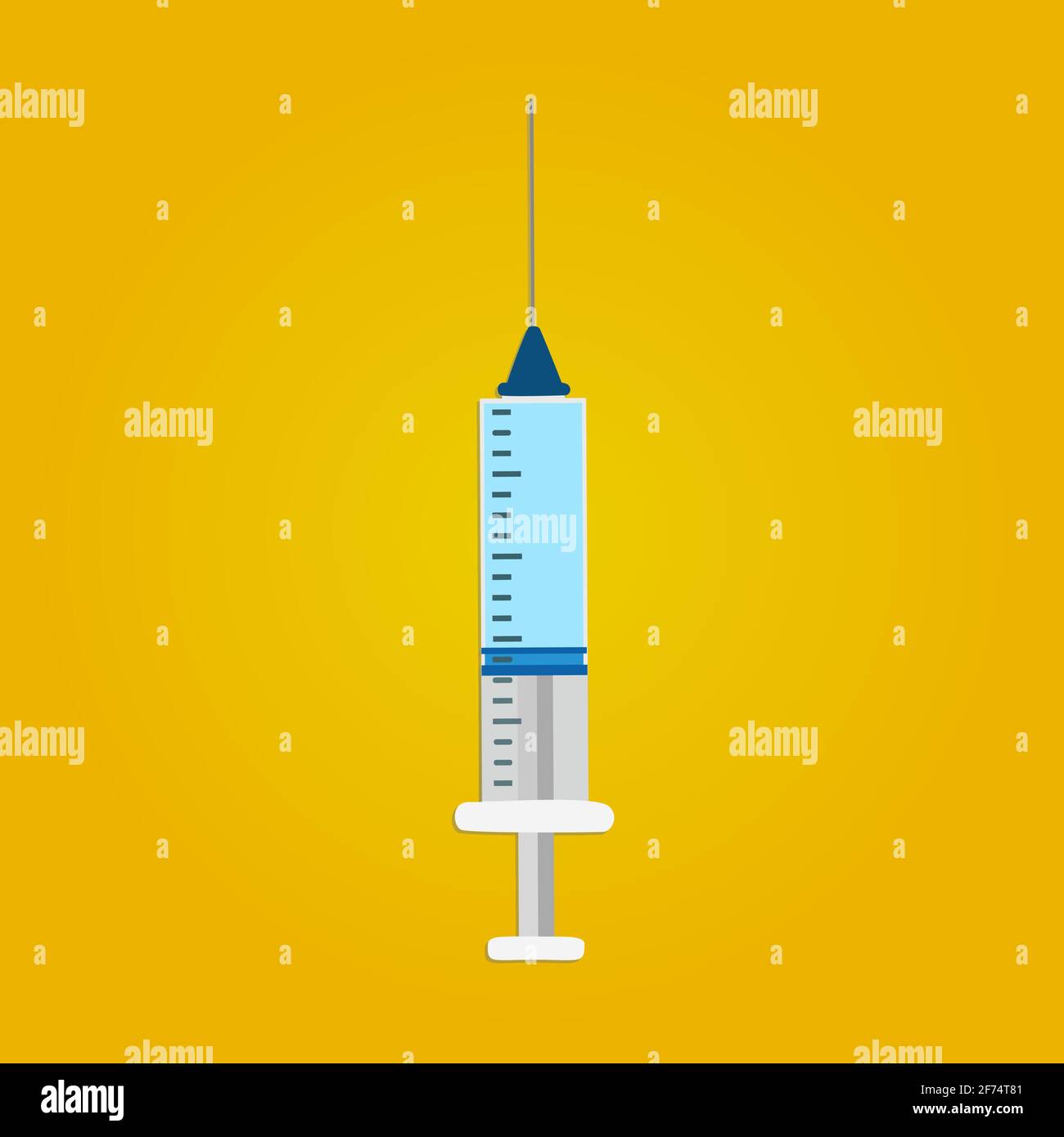 Seringue médicale avec injection ou vaccin. Isolé sur jaune Illustration de Vecteur