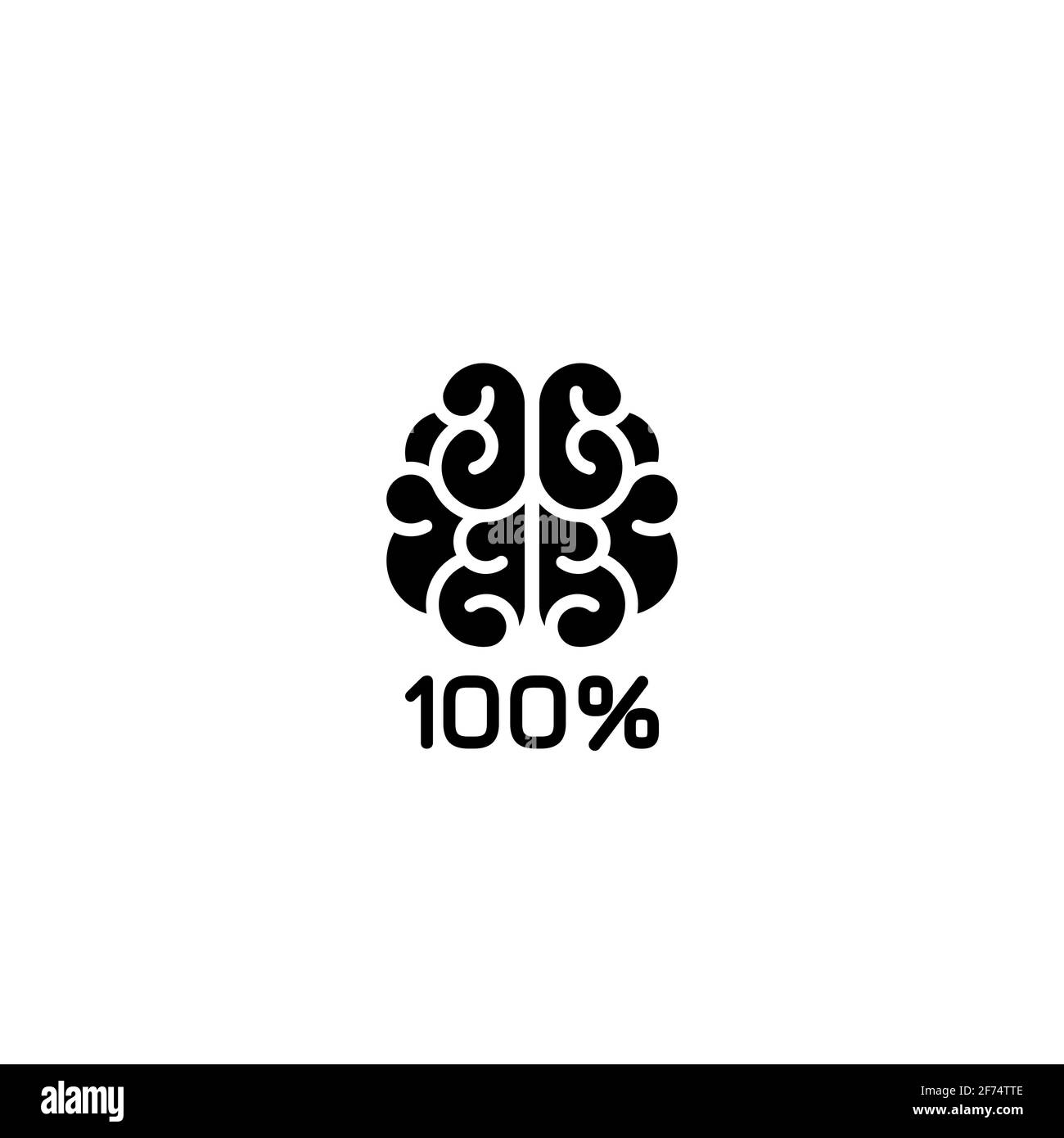 Brain 100% utilisation. icône plate isolée sur blanc. Nouvelle idée, intellect, imagination signe. Intelligent, intelligent, symbole créatif. Illustration vectorielle. La connaissance, donc Illustration de Vecteur