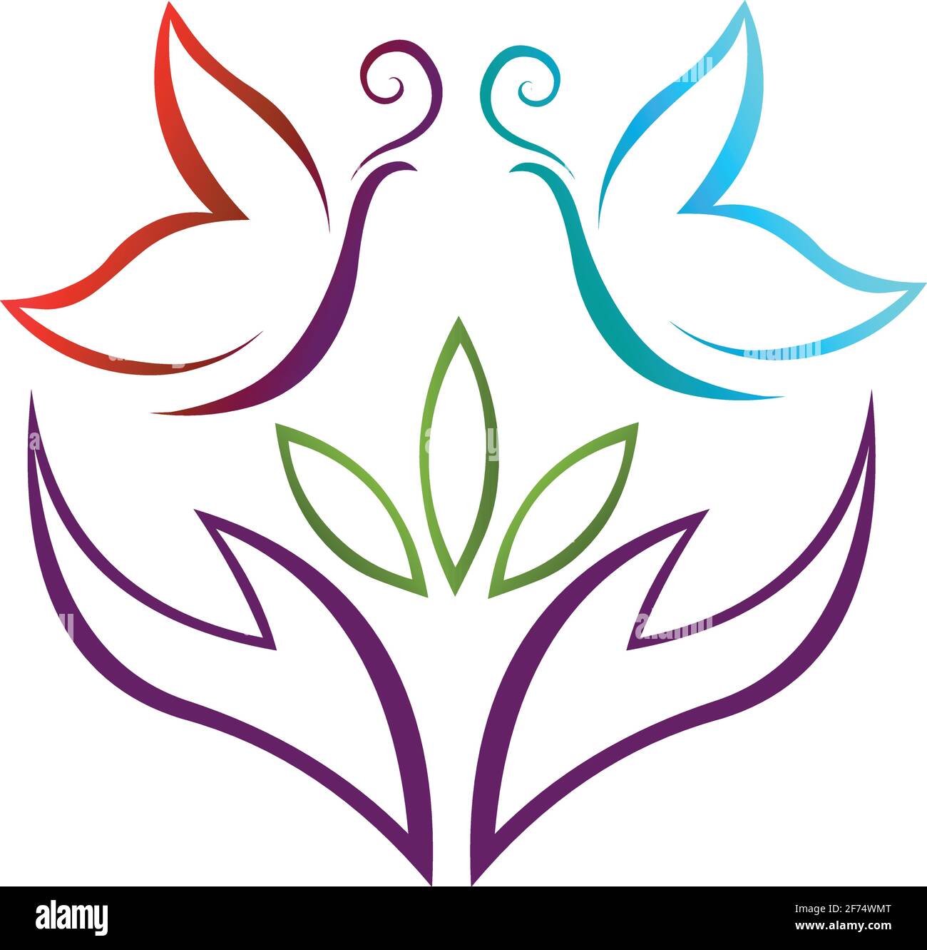 Logo abstrait, mains et papillon illustration isolée sur fond blanc Illustration de Vecteur