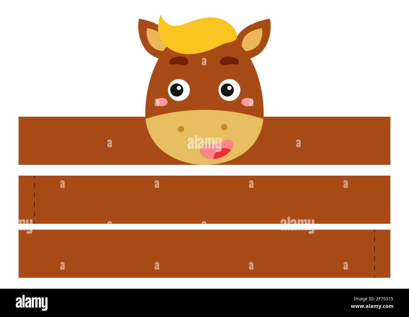 Serre-tête en papier à cheval imprimable. Modèle de découpe couronne de fête pour anniversaire, noël, douche de bébé. Accessoire amusant pour le divertissement. Imprimez, coupez et glu Illustration de Vecteur