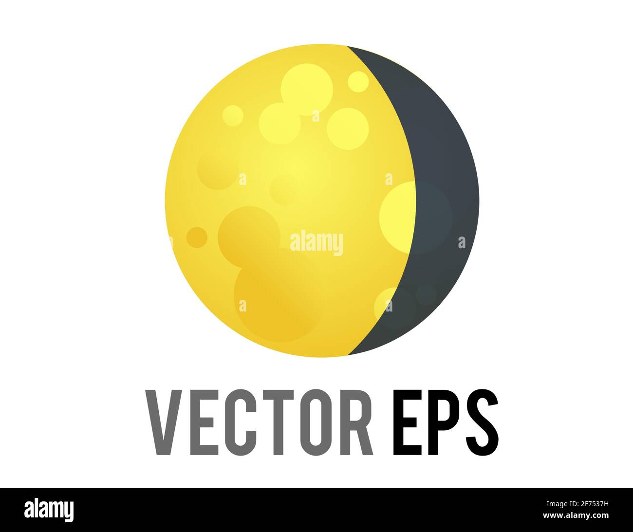 Le vecteur isolé jaune doré pleine lune icône avec mince croissant foncé sur le côté droit Illustration de Vecteur