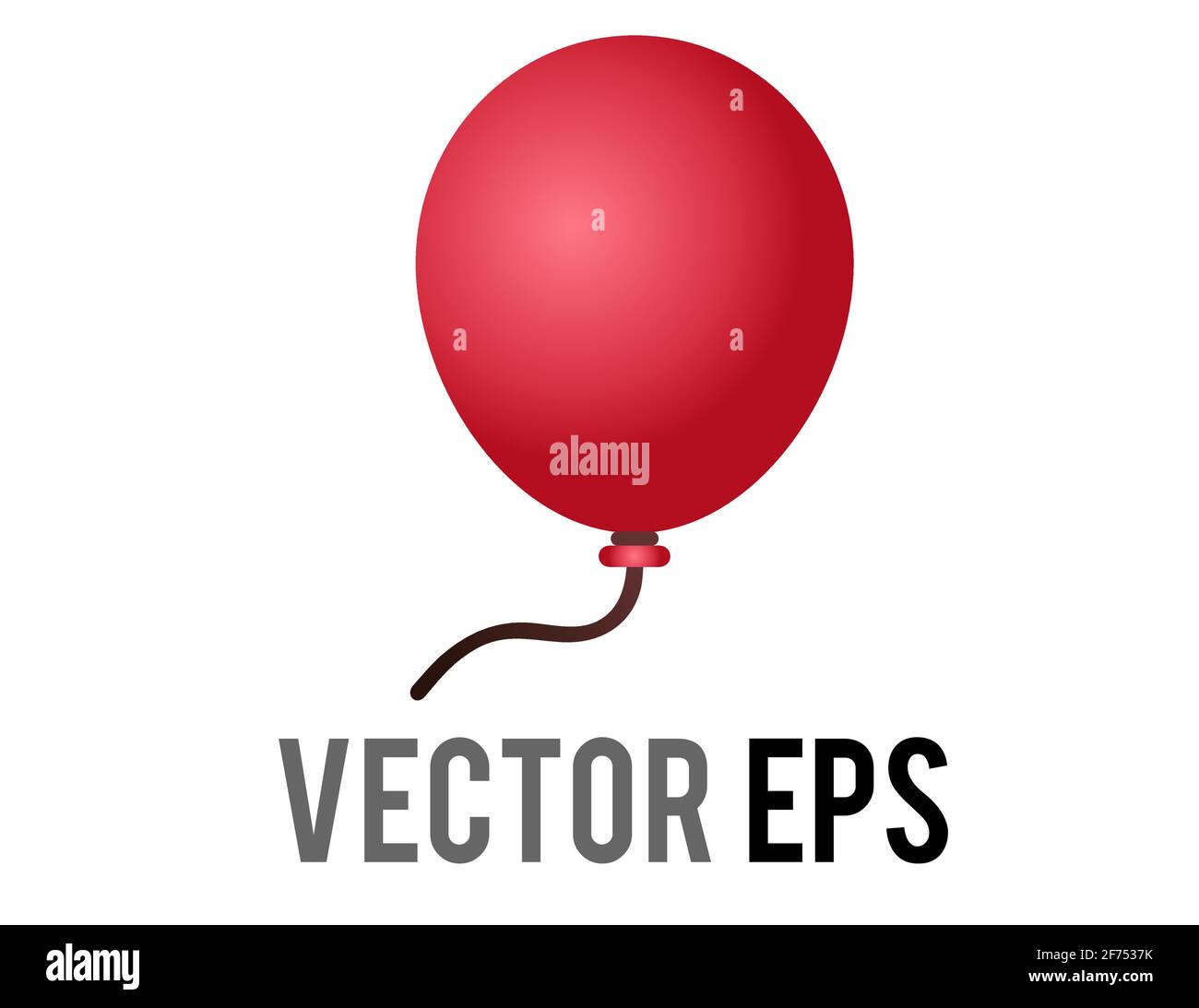 Le ballon d'air rouge à dégradé vectoriel sur l'icône en forme de ficelle, transmet félicitations, célébration, souhaitant joyeux anniversaire Illustration de Vecteur
