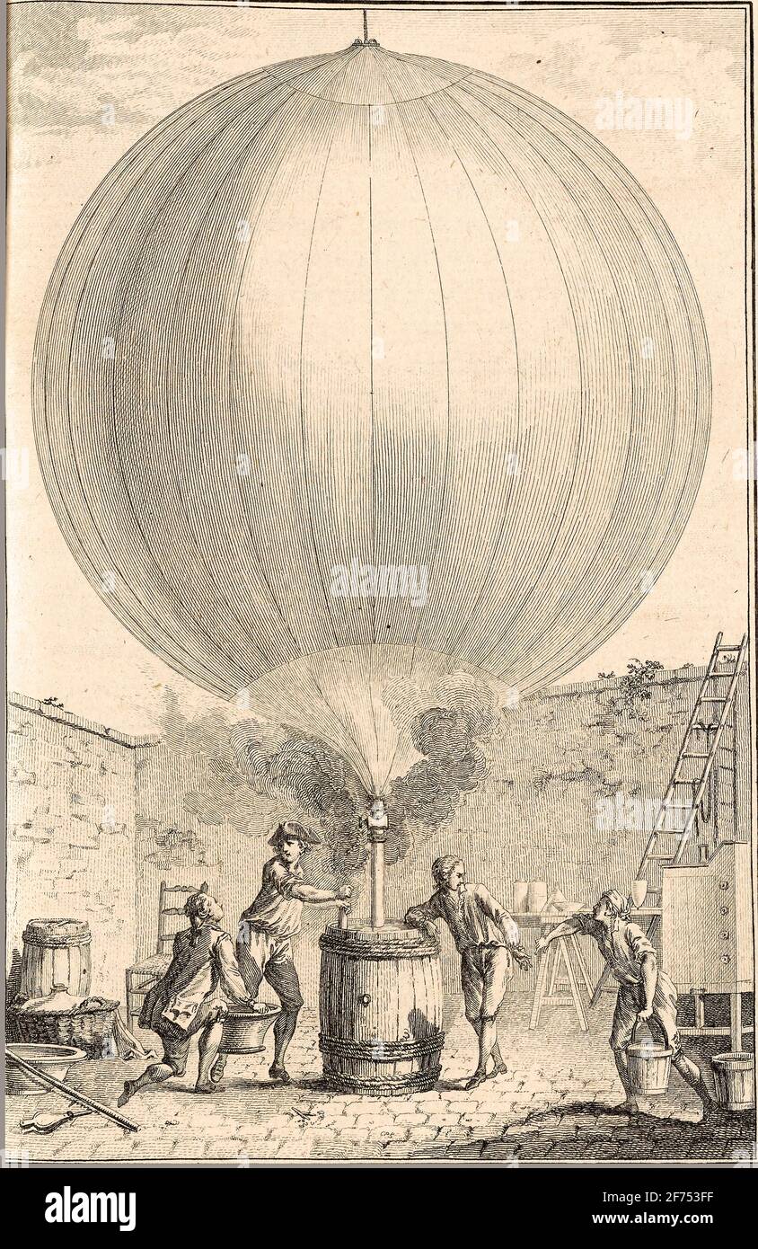 Dépôt du ballon à l'hydrogène - Description des périences de la machine aérienne de MM. de Montgolfier - 1783 - par Faujas-de-Saint-fond (Barthélemy), 1741-1819 Banque D'Images