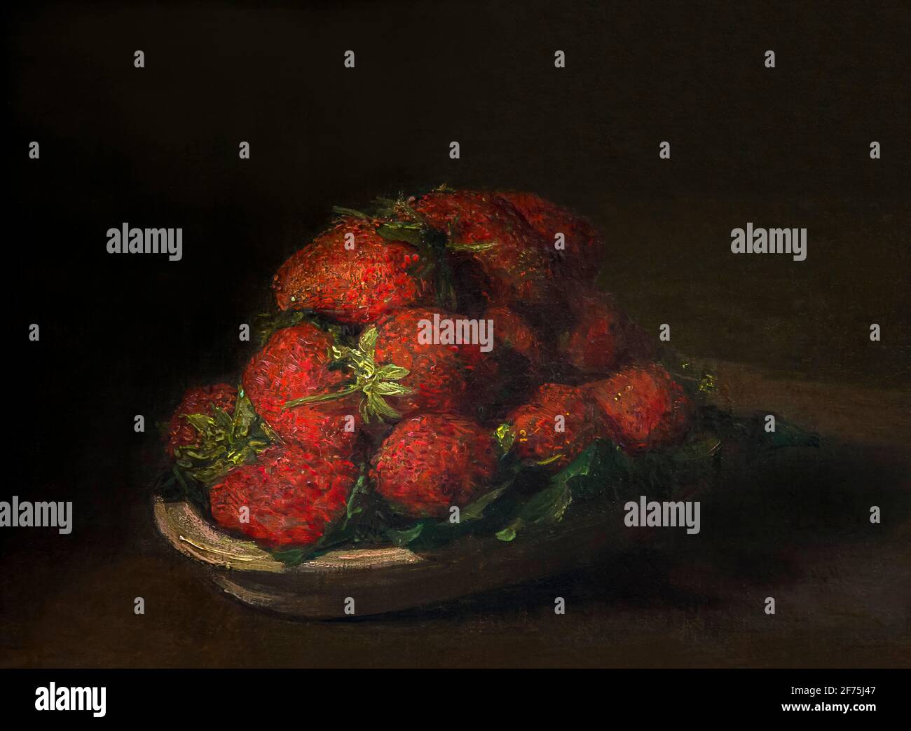Les fraises sur une petite plaque en faïence, par Henri Fantin-Latour, 1872,Musée Boijmans van Beuningen, Rotterdam, Pays-Bas, Europe Banque D'Images