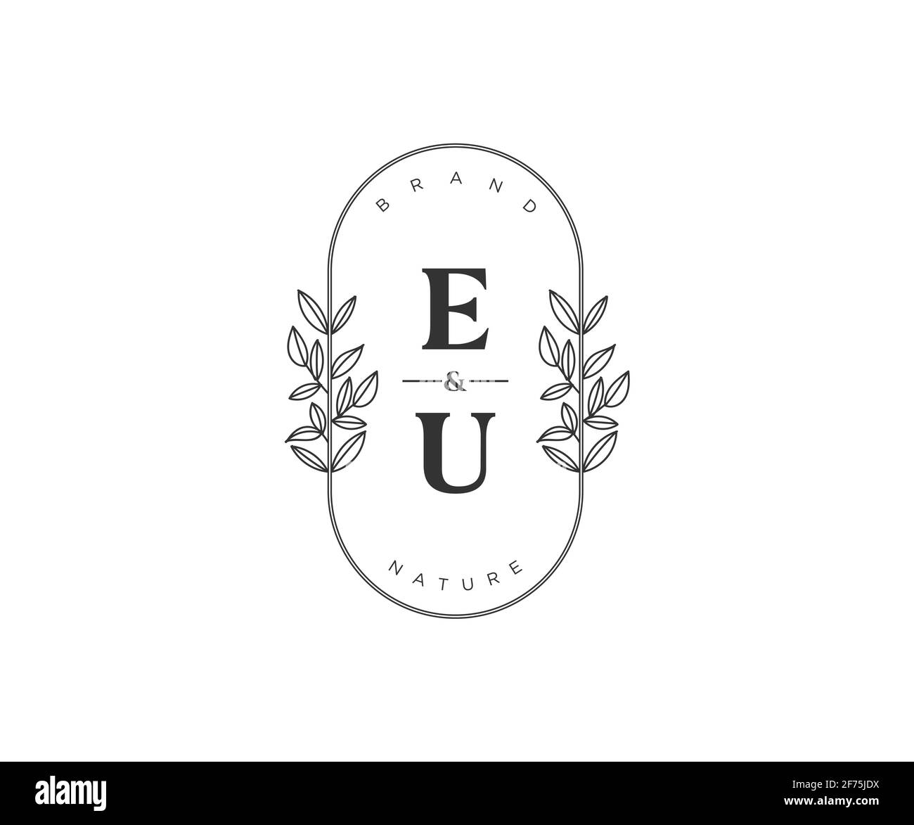 Lettres UE beau floral féminin modifiable préfabriqué logo monoline convient pour spa salon peau beauté cheveux boutique et compagnie cosmétique. Illustration de Vecteur