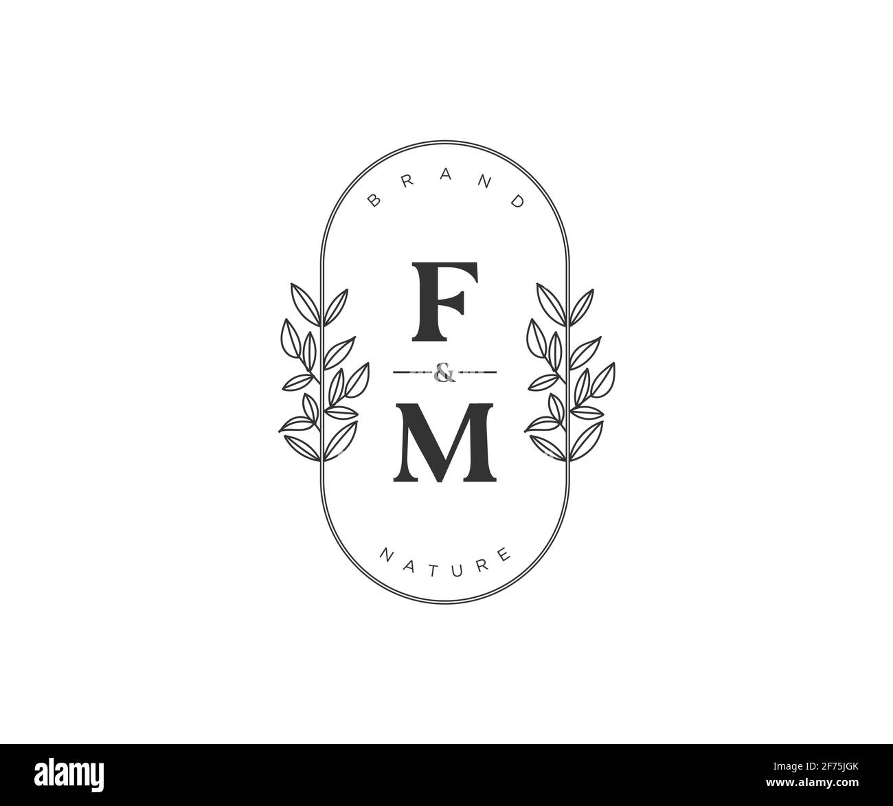 Lettres FM beau floral féminin modifiable préfabriqué logo monoline convient pour spa salon peau beauté cheveux boutique et compagnie cosmétique. Illustration de Vecteur
