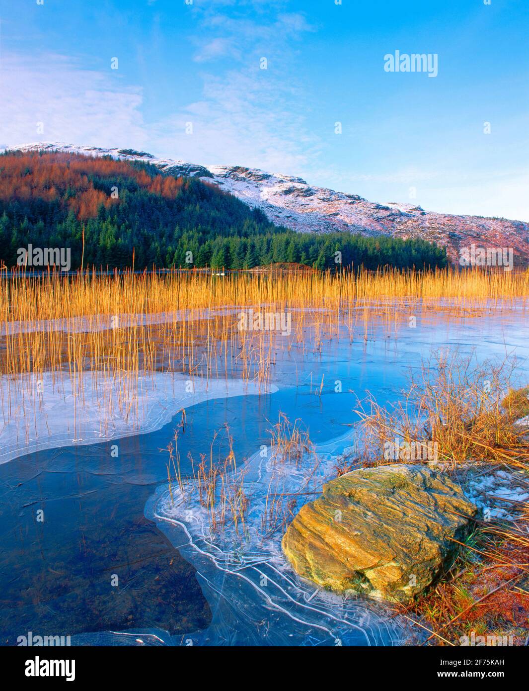 Royaume-Uni, Écosse, région centrale, Glen Ogle, Frozen loch, Banque D'Images