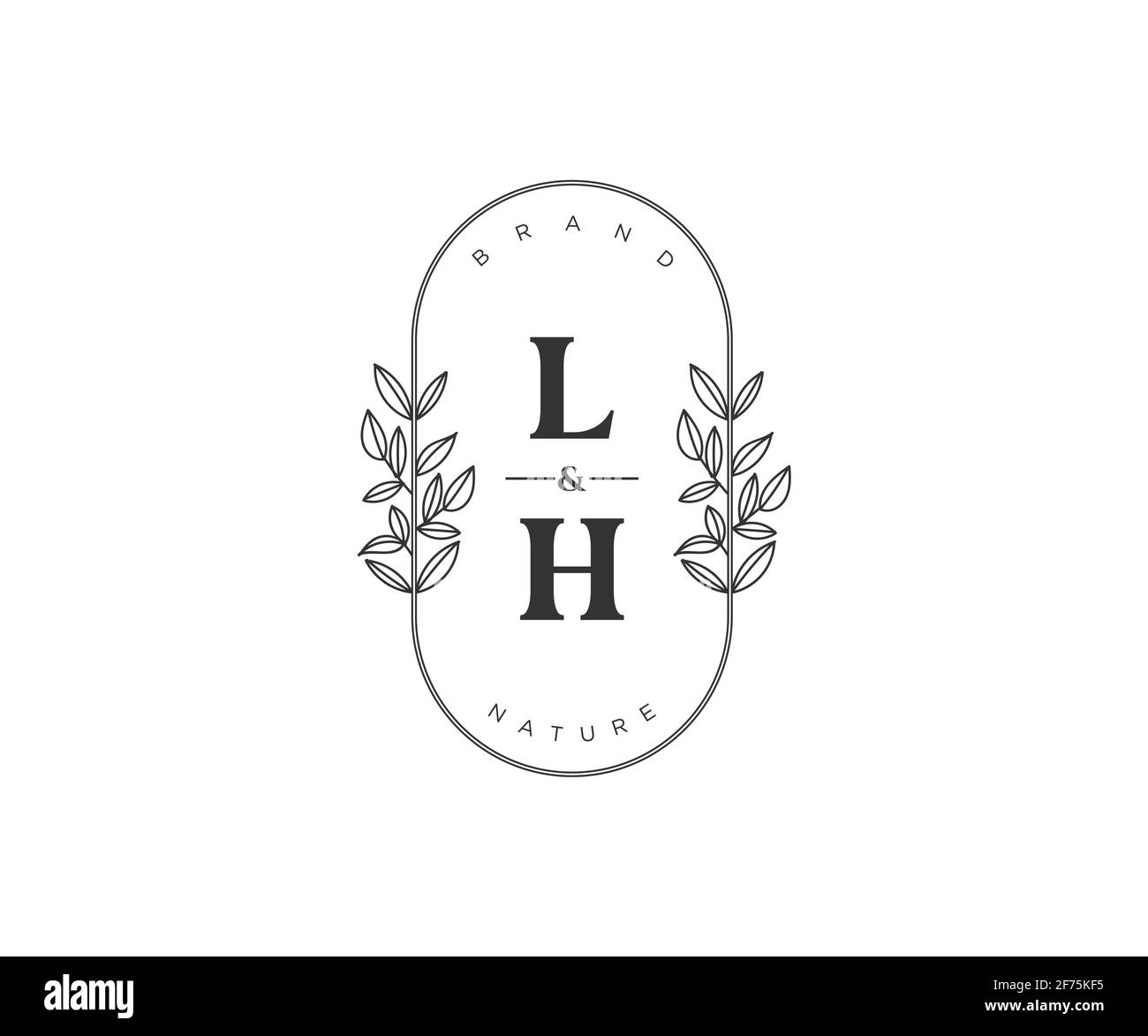 Lettres LH belle fleur féminine modifiable préfabriqué logo monoline convient pour spa salon peau beauté cheveux boutique et compagnie cosmétique. Illustration de Vecteur