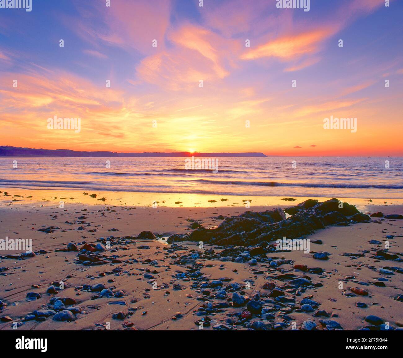 Royaume-Uni, pays de Galles, West Glamourgan, Gower Peninsular, Oxwich Bay, aube, Banque D'Images