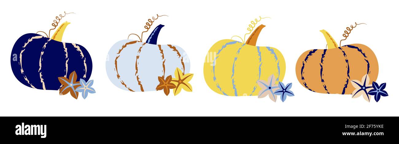 Ensemble de citrouilles à motif vectoriel plat, palette d'automne, eps10 Illustration de Vecteur