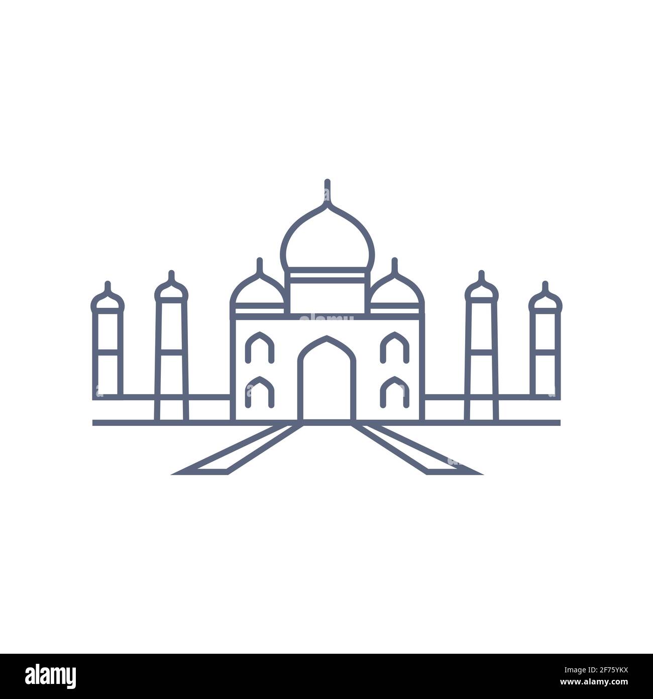 Icône de ligne Taj mahal - Palais indien simple pictogramme linéaire sur fond blanc. Illustration vectorielle Illustration de Vecteur