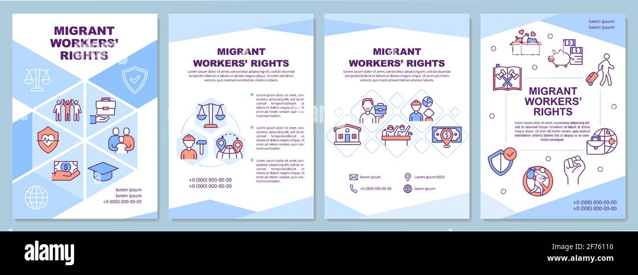 Modèle de brochure sur les droits des travailleurs migrants Illustration de Vecteur