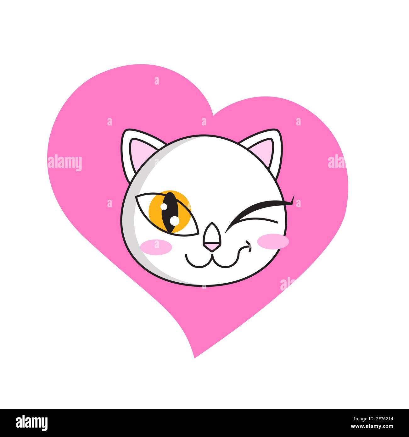 Un Adorable Autocollant De Clin D œil De Chat Est Isole Sur Du Blanc Image Vectorielle Stock Alamy