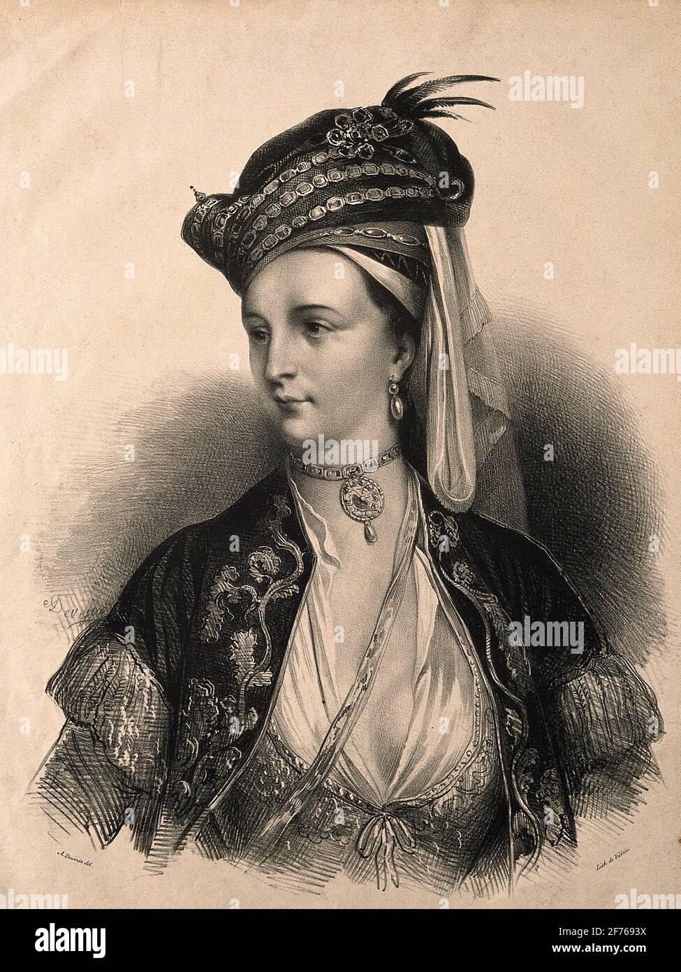 Lady Mary Wortley Montagu en robe turque, (1689-1762).Lady Montagu est crédité de l'introduction de la variole ottomane inoculation en Grande-Bretagne, Banque D'Images