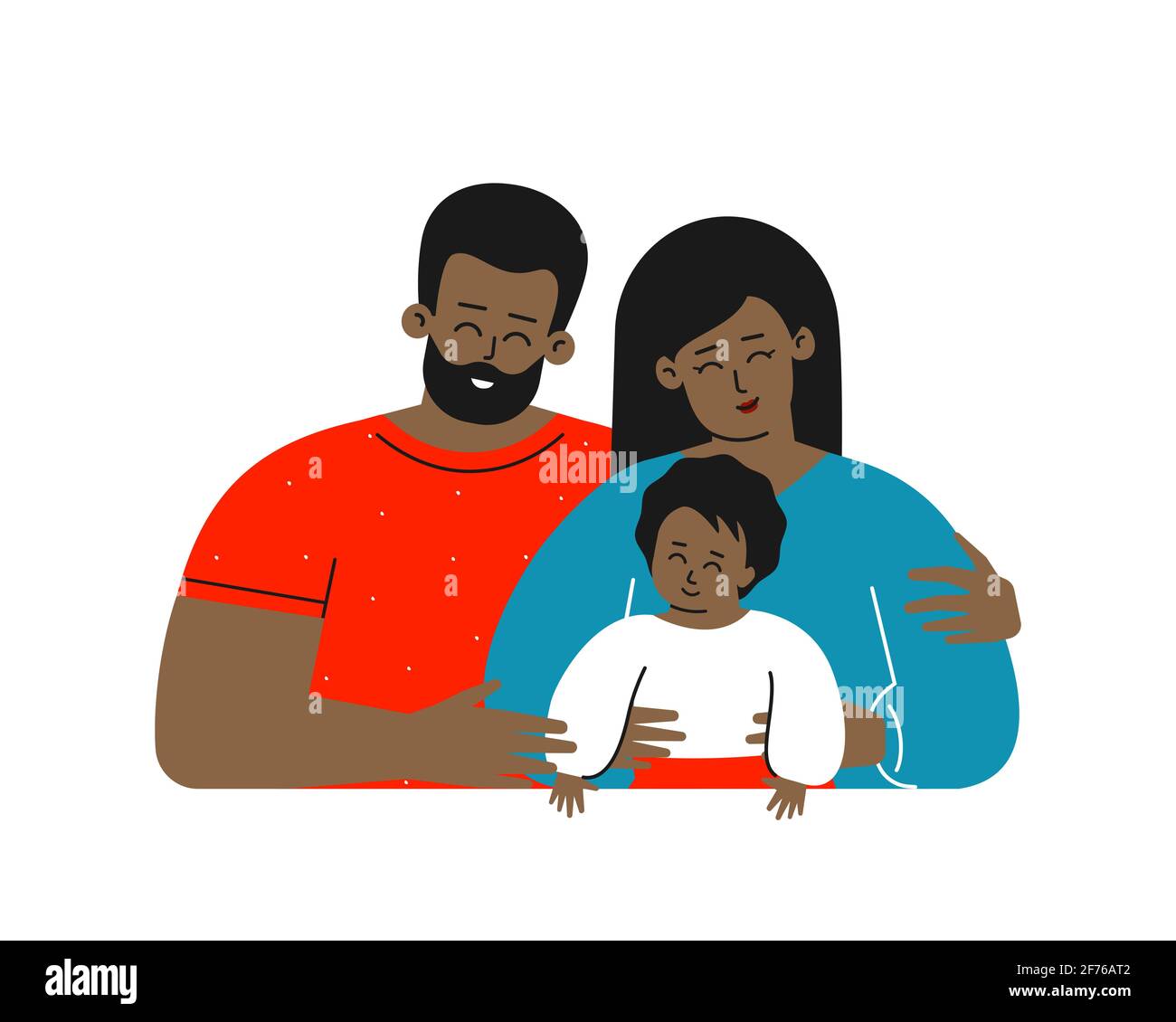 Illustration Vectorielle Isolee A Plat Avec Caracteres De Dessin Anime La Famille Afro Americaine Avec De Jeunes Parents Adultes Sourit Une Maman Heureuse Calin Son Bebe Image Vectorielle Stock Alamy