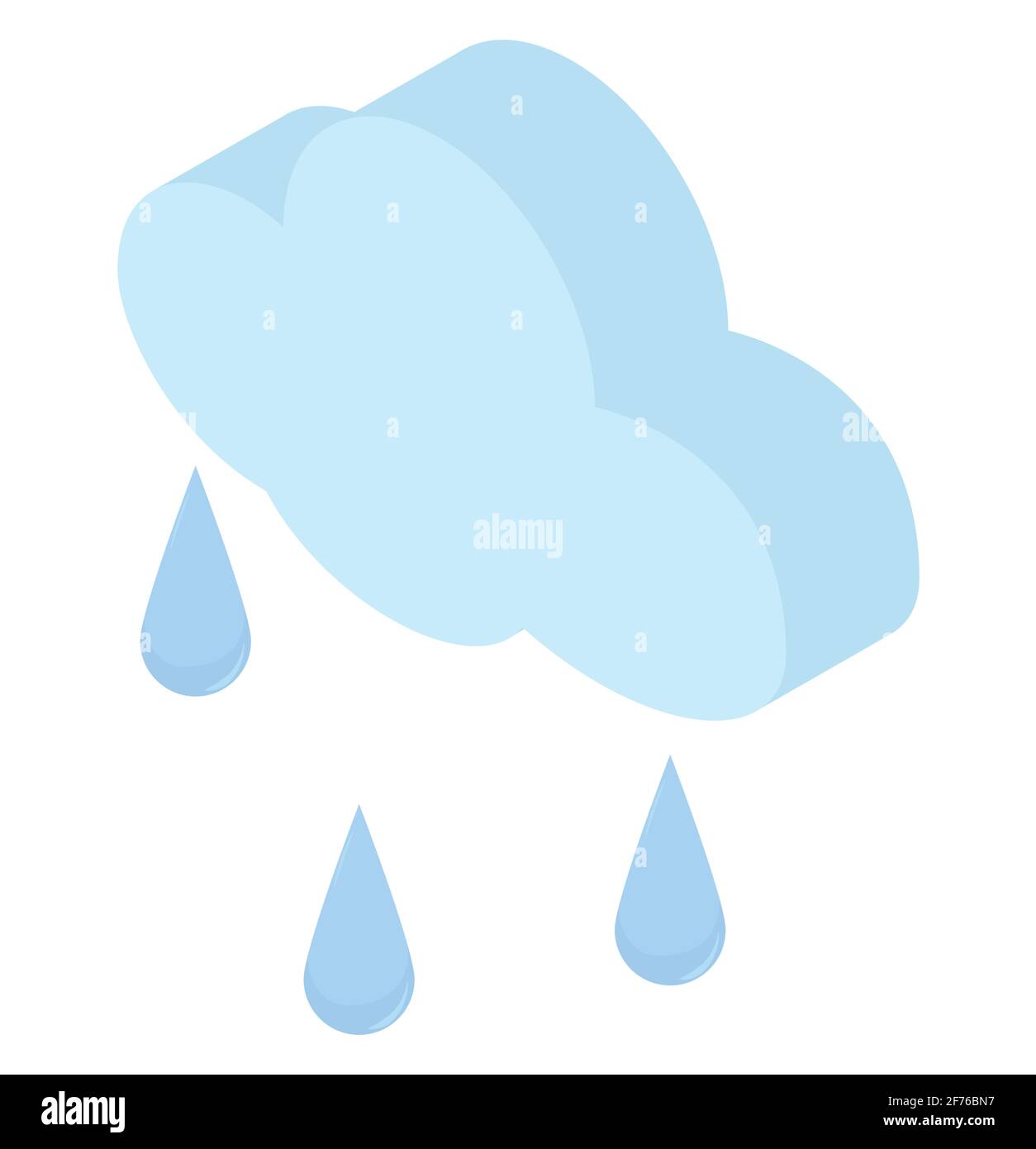 Gouttes de pluie isométriques et icône de nuage bleu. Illustration météorologique 3d simple isolée sur fond blanc. Illustration de Vecteur