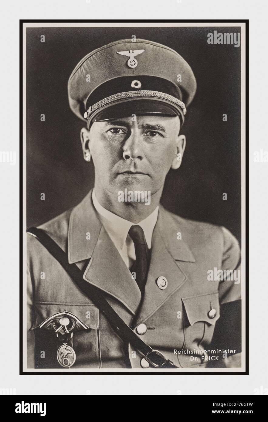 Pendant la Seconde Guerre mondiale, le Dr Frick portrait 'Reichsinnenminister 'membre principal du Parti nazi allemand de la Seconde Guerre mondiale coupable de crimes de guerre et condamné à mort le 1er octobre 1946, pendu à la prison de Nuremberg le 16 octobre. Allemagne Banque D'Images