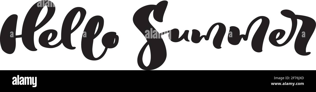 Texte de la forme de lettres calligraphiques Bonjour été. Vecteur extrait à la main expression isolée. Illustration motif isolé de l'esquisse pour carte de vœux, impression Illustration de Vecteur